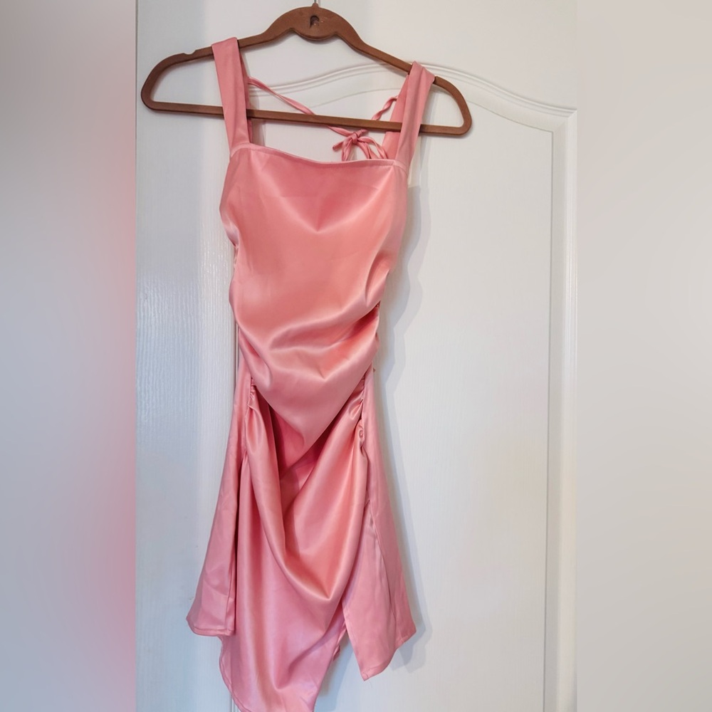 SHEIN Pink Satin Mini Dress